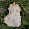 Weihnachtsbaumschmuck Engel mit Taube, mit Federn, Kunstfell, Weiß & Creme