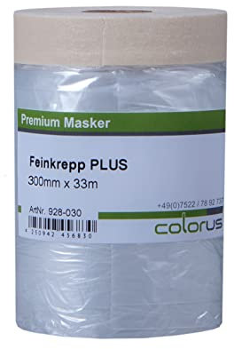 3 x Colorus Masker Tape PLUS Feinkrepp 30 cm x 33m Abdeckfolie Malerkrepp Malerfolie