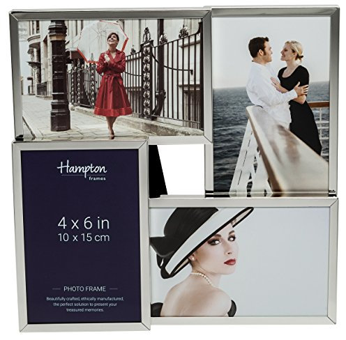 JS394C-FBA Jackson Multi Aperture Silver Plate Tiered Design Photo Frame 8 mm Profile With Four 4x6in (10x15cm) Apertures Back Loading Table Top