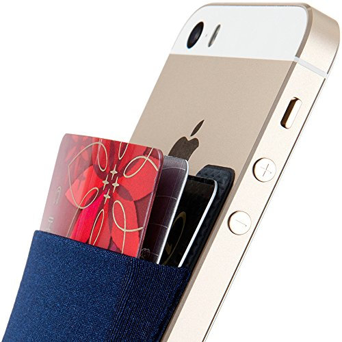 Sinjimoru Card Holder, Stick-on Wallet Functioning as iPhone Wallet Case, iPhone case with a Card Holder, Credit Card Wallet, Card Case and Money Clip. for Android. Sinji Pouch Basic 2 Navy