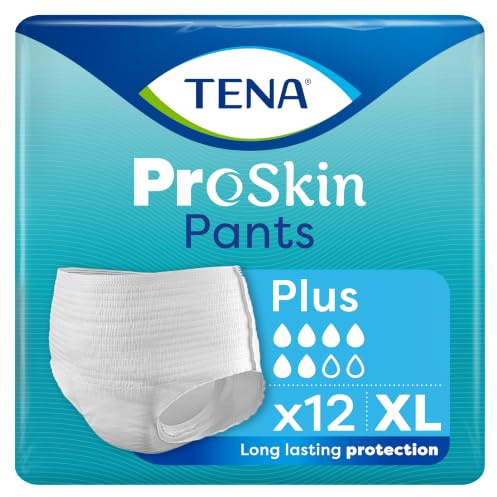Tena ProSkin Pants Plus, Incontinence Underwear, XL (12 Count) | Incontinence Underwear for Men & Women, Moderate to Heavy Leakage, Fast Absorption, Odour Control & Triple Skin Protection