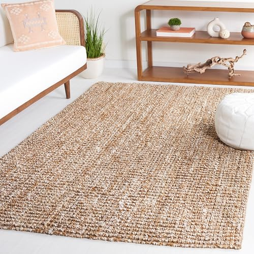 SAFAVIEH Naturfaser Teppich für Wohnzimmer, Esszimmer, Schlafzimmer - Natural Fiber Collection, Kurzer Flor, Natur und Elfenbein, 152 X 244 cm