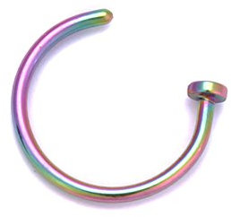 4youquality Small Thin Surgical Steel Open Nose Ring Nose Hoop Piercing Stud 7 Colour 3 Size UK (6MM, Rainbow)