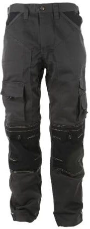 Apache Workwear Men's Site Trousers | APKHT Polycotton Holster Trouser | Grey/Black 40W x 33L | Cordura Side Cargo Pocket | Low Rise Comfort Waist | Reinforced Hem Knee Pad and Phone Pocket