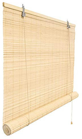 Victoria M. Bambusrollo Klemmfix Bambus Sichtschutz Rollo ohne Bohren Bambus Rollos Innen, für Fenster und Türen, 60 x 160 cm, Natur
