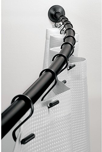 iDesign 79077EU Gebogenen Duschvorhang-Teleskopstange, 104-183 cm, mattschwarz
