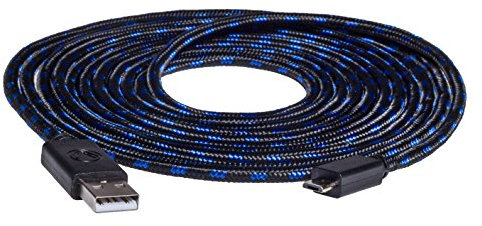 snakebyte PS4 Micro USB CHARGE:CABLE - 3m Mesh Cable - Ladekabel für Dualshock 4 Controller - PlayStation 4 & Xbox One kompatibel