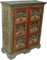 GURU SHOP Bemalter Elefantenschrank, Beistellschrank, Kommode mit Schnitzerei - Modell 1, Türkis, 96x78x33 cm, Kommoden & Sideboards