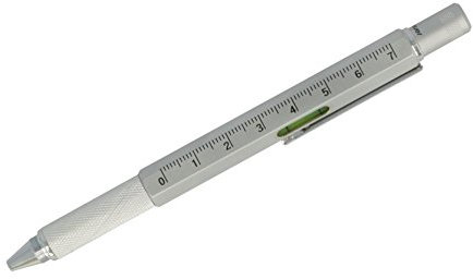 Kugelschreiber, Handwerkerkugelschreiber, Techniker, LINDAUER Kugelschreiber, Lineal, Schlitz- und Kreuzschraubenzieher, integrierte Wasserwaage, schreiben, messen, 7 verschieden Farben, Geburtstag, Geschenk, 5 verschiedene Funktionen, Chrom-matt