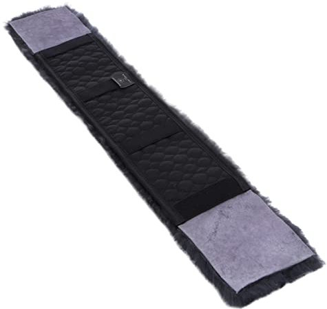 Werner Christ Lammfell Gurtschoner Universal mit Gummibänder Horse ® – Sattelgurtschoner aus echtem Fell, idealer Schutz für Ihr Pferd und Sattelgurt, in der Farbe grau, in 77 cm Länge