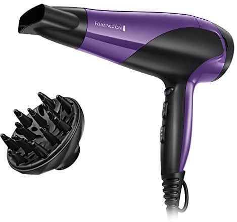 Remington Hair Dryer Ionic (Powerful, Fast Professional Styling, Diffuser, Concentrator, Ionic Conditioning for Frizz Free Hair, 3 Heat / 2 Speed Settings, Cool Shot, 2200W, Purple) D3190