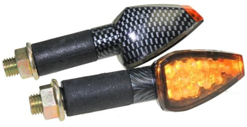 Motorrad Mini Blinker LED Future Carbon getönt E-geprüft M10 für CPI Honda Kawasaki Suzuki Yamaha CB KLR KMX GN GS GSX DT XJ XT 125 500 600 650 750 1100