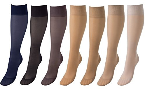 COMPRESSANA Calypso 70 den Feinstrick Stützstrümpfe - weich, luftig und transparent (appearance 20 den) - mittlere Stützwirkung mit ca. 12-14 mmHg Kompression (Stütz-Klasse 2) – Kniestrümpfe mit Softbündchen - Größe V - Farbe silk - 1 Paar