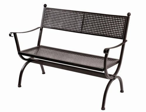 MBM 156125 Bank Romeo niedrig, 2-sitzig, 62 x 122 x 90 cm, Eisengestell Flächenfarbe marone antik