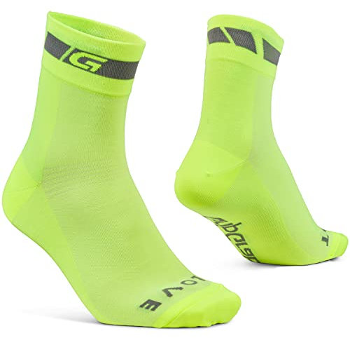 GripGrab Calze Estive Taglio Corto Tecnici Antivesciche Uomo Donna Abbig, Calzini Da Ciclismo Unisex Adulto, Giallo Neon, L