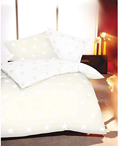 Kaeppel Mako-Satin Bettwäsche Stars creme 135x200 cm + 80x80 cm