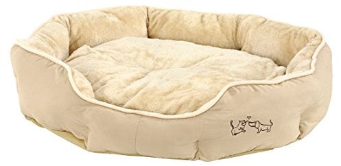 Dehner Lieblinge Hundebett und Katzenbett Sammy, oval, ca. 90 x 80 x 14 cm, Polyester, beige
