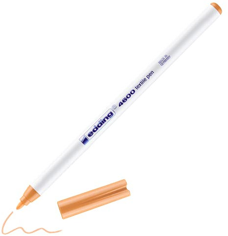edding 4600 Textilstift - hell-orange - 1 Stift - Rundspitze 1 mm - Textilstifte waschmaschinenfest (60 °C) zum Stoff bemalen - Stoffmalstift