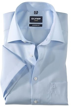 Herren Hemd Modern Fit Kurzarm, hellblau, M (39)