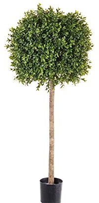 Künstlicher Buchsbaum ca.105cm hoch - Große Buchskugel am Echtholz Stamm mit ca. 38cm Durchmesser im Topf