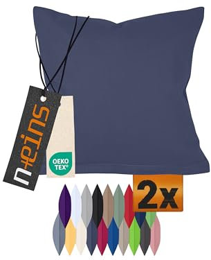 npluseins Doppelpack Baumwoll-Kissenbezüge - Moderne Wohndekoration in schlichtem Design 317.361, 40 x 40 cm, grau
