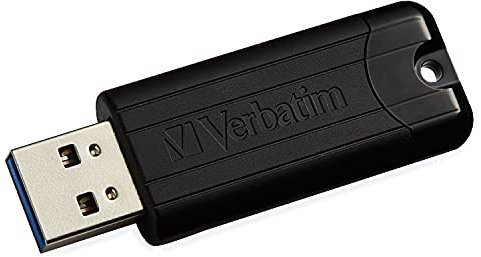 Verbatim PinStripe USB-Stick, 32GB, USB 3.2 Gen 1, USB Speicherstick, externer Speicher für Laptop Notebook Ultrabook TV Autoradio, USB-3, Datenstick mit Schiebemechanismus, schwarz