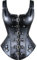 KUOSE Damen Vollbrust Lackleder Korsett Corsagentop Bustier Korsage Shirt, Schwarz, EUR(40-42)2XL