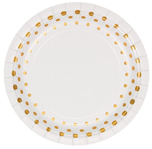 Creative Converting 8-Count 7-Inch Paper Dessert Plates, Foil, Sparkle and Shine Gold, 7 Inches