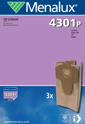 Menalux 4301 P Sac d'aspirateur 3 pièces Pour Alaska et DeLonghi (Import Allemagne)