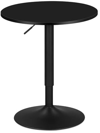 WOLTU Bartisch Stehtisch, höhenverstellbarer Tisch 70-91 cm, multifunktionaler Partytisch in Wohnzimmer Küche Balkon, Bistrotisch aus MDF Metall, Schwarz, 60x60x91cm