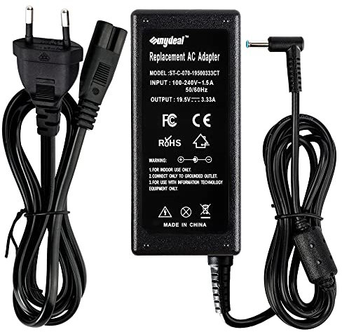 SUNYDEAL 65W HP Chargeur Adaptateur Secteur pour HP Pavilion 11 17 15 M7;EliteBook Folio 1040 G1;Split 13 X2;TouchSmart 15-n;Envy; probook 430 g3 g4 g5 g6;Chromebook;Stream 11 13;4.5mmx3mm 19.5V 3.33A