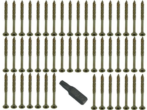 Lot de 200 6 x 100 Torx – rapide facile Yzp Vis à bois CSK + Gratuit Bit