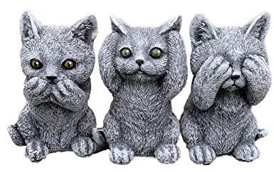 Steinfigur 3er Set Kätzchen Katzen Nichts sehen Nichts hören Nichts Sagen wetterfest Steinguss