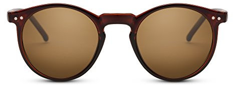 Cheapass Sonnenbrille Braun Runde Brille UV-400 Festival-Accessoire Retro Plastik Damen Herren