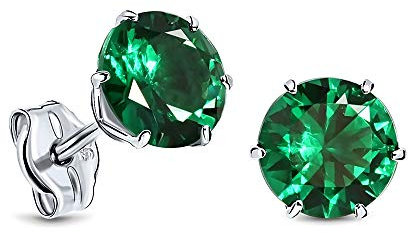 Miore – Ohrstecker aus 9 Karat Weißgold (375) mit Smaragd im Rundschliff (0.78 Ct) – Bouton-Ohrringe mit Edelsteinen für Damen in edler Krappenfassung – Allergenfrei & handgemacht (6.7x6.7mm)