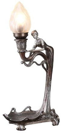 Glamouröse Tischlampe (ohne Leuchtmittel) Braun Silber Jugendstil Frauenskulptur Vintage IS232 Palazzo Exklusiv