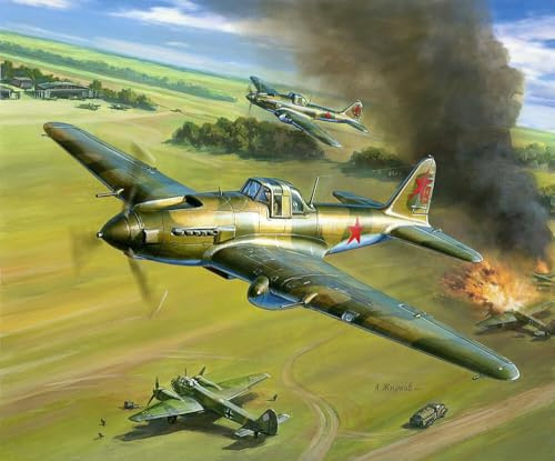 Zvezda 6125 1:144 WWII Sovjet IL-2 Storm-Modellbausatz,Plastikbausatz, Bausatz zum Zusammenbauen, detaillierte Nachbildung, unlackiert, grün, ZVE-6125