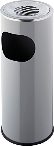 helit H2516087 - Standascher „the shark“ 13+1,5L, mittelgrau | Ascher mit 13 L Abfallbehälter und 1,5 L Aschereinsatz