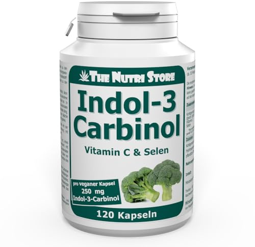 Indol-3 Carbinol 250 mg vegane Kapseln 120 Stk. | Kohlgemüse-Extrakt aus Brokkoli, Weißkohl und Blumenkohl - mit Vitamin C und Selen - Made in Germany