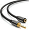 deleyCON 10m Cable de Extensión de Audio Estéreo - Jack de 3,5mm para Enchufe de 3,5mm - Cable AUX Enchufe de Metal - Negro