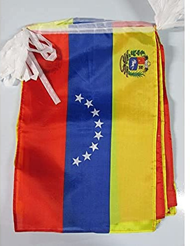 AZ FLAG - Fahnenkette Venezuela 12 Meter Mit 20 Flaggen - 45x30 cm - Bolivarische Republik Venezuela Girlande Flaggenkette 30 x 45 Cm