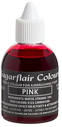 Sugarflair Pink Edible Airbrush Colour - Edible Food Colouring Airbrush Paint for Cakes, Cupcakes, Icing and Cake Decorations - 60ml