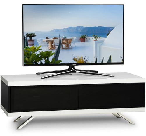 MDA Designs TUCANA 1200 HYBRID WHITE Beam Thru Remote-Friendly up to 60 Flat Screen TV Cabinet