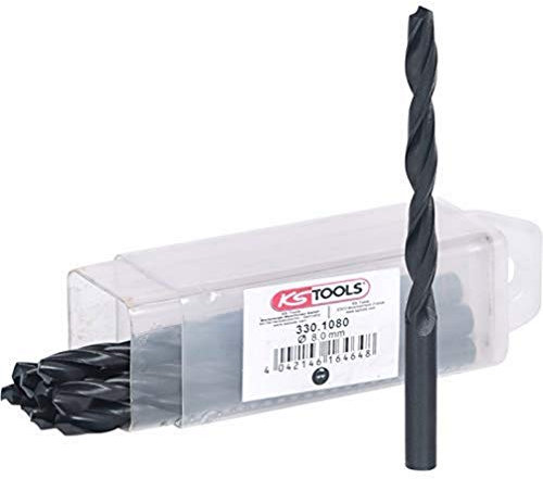 KS Tools 330.1080 Lot de 10 Forets HSS laminés pour métal 8 mm