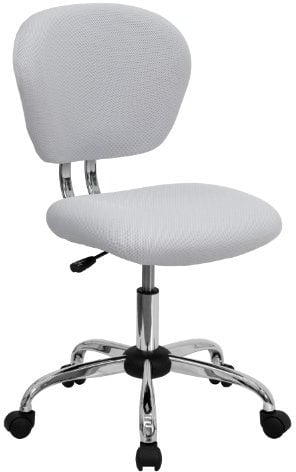 Flash Furniture H-2376-F-WHT-GG Bürostuhl mit Mid-Rückenlehne aus weißem Netz und mit Chromfuß