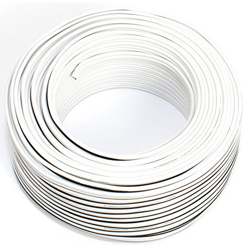 Cable de altavoz 2 x 0,75 mm2 – 50 m – blanco – CCA – Cable de audio – Cable de caja