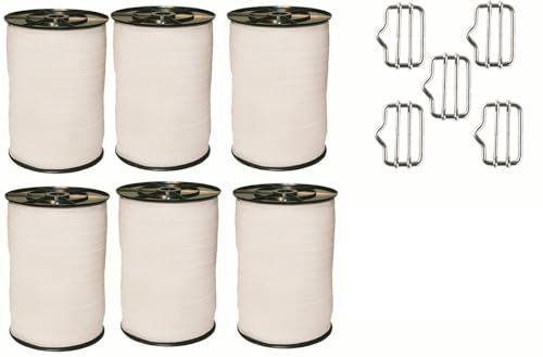 Landkaufhaus Mayer 6X Weidezaunband Weiß 40mm Rolle 200m 8x0,16 Niroleiter + 5 Bandverbinder + Warnschild
