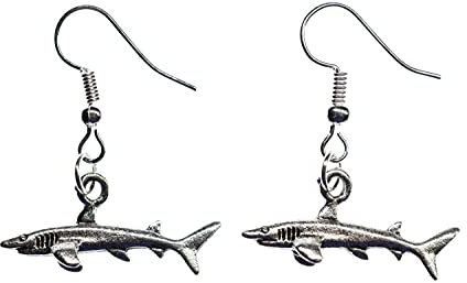 Miniblings Hai Ohrringe Haiohrringe Haie weißer Hai Zähne Jaws Raubfisch silber - Handmade Modeschmuck I Ohrhänger Ohrschmuck versilbert