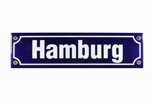 Buddel-Bini Straßenschild Hamburg 30x8 cm Emaille Türschild Souvenir Schild Emaile