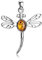 MATERIA 925 Silber Kettenanhänger Libelle 25x34mm - Damen Anhänger Bernstein für Halskette #KA-39